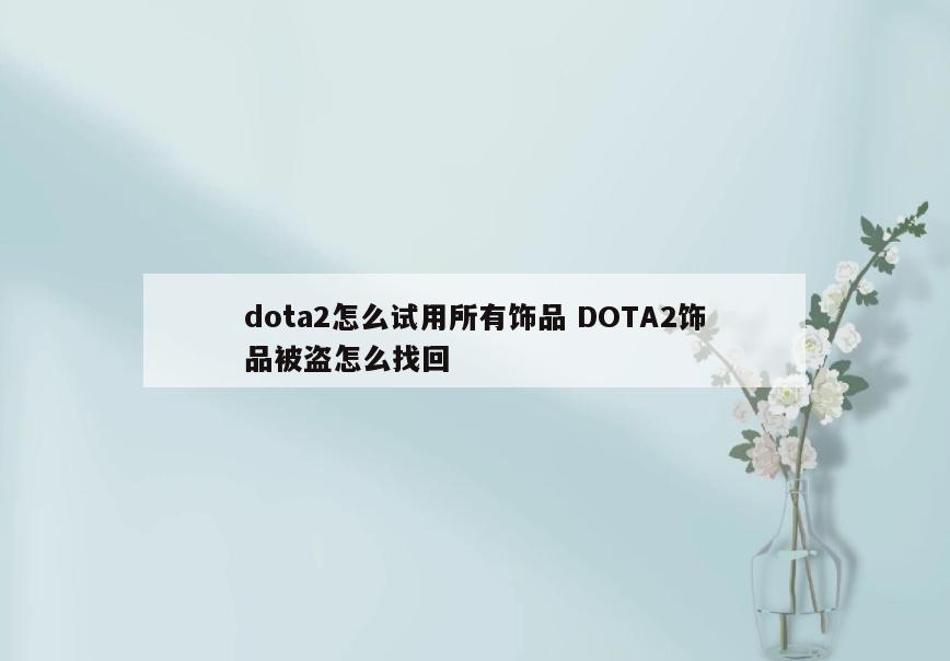 dota2怎么试用所有饰品 DOTA2饰品被盗怎么找回