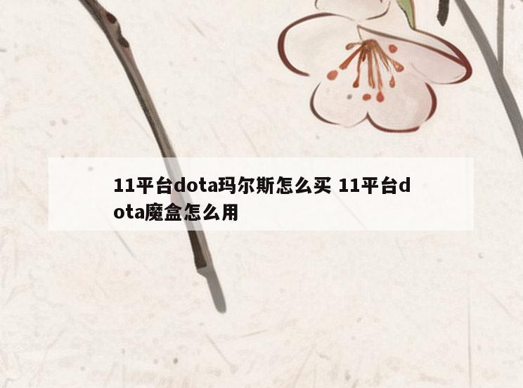 11平台dota玛尔斯怎么买 11平台dota魔盒怎么用