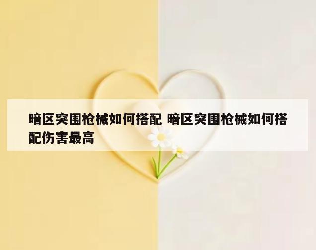 暗区突围枪械如何搭配 暗区突围枪械如何搭配伤害最高
