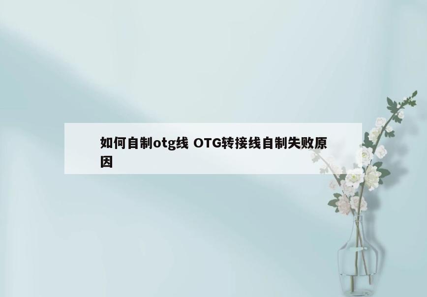 如何自制otg线 OTG转接线自制失败原因