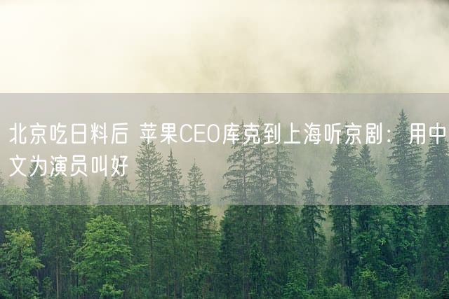 北京吃日料后 苹果CEO库克到上海听京剧：用中文为演员叫好
