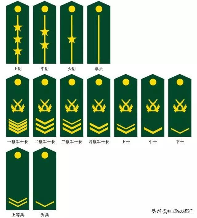 中国的军衔等级及标志,军衔军职对应表,军衔,军职,肩章