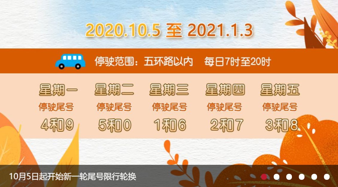年10月5日起北京新一轮机动车尾号限行开始轮换,车尾,工作日,插图