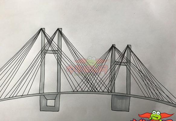 斜拉桥怎么画，斜拉桥简笔画图片,斜拉桥,简笔画,图片