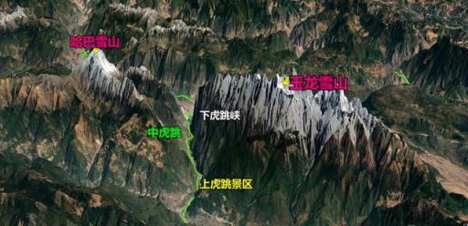 略写的景观有虎跳峡、万里长江第一流,长江虎跳峡描写