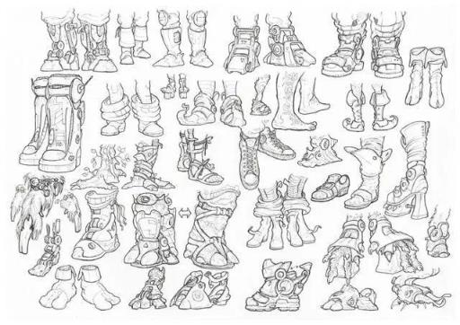 绘画素材-众多鞋子的素材,鞋子练习绘画素材